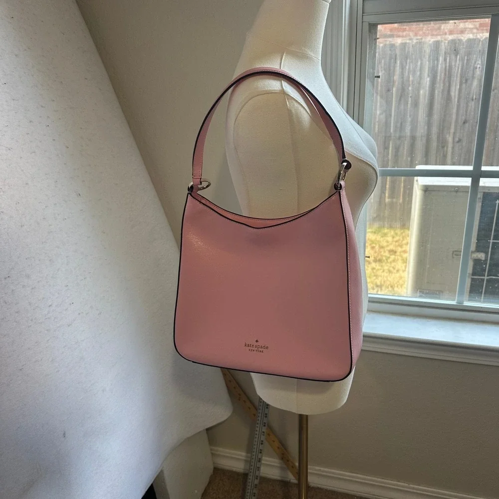 Kate Spade New York Pink Saffiano Leather Hobo Shoulder Bag Handbag